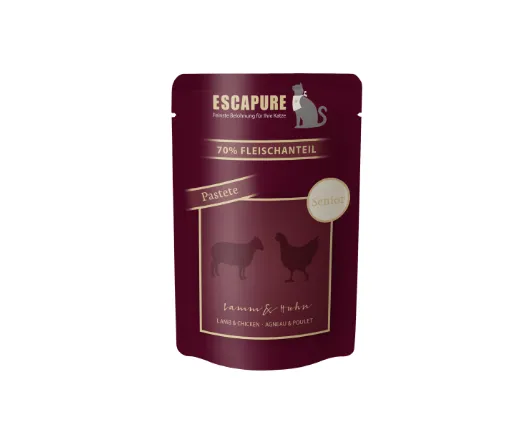 Menú gato SENIOR pollo, cordero y mejillón verde 100g