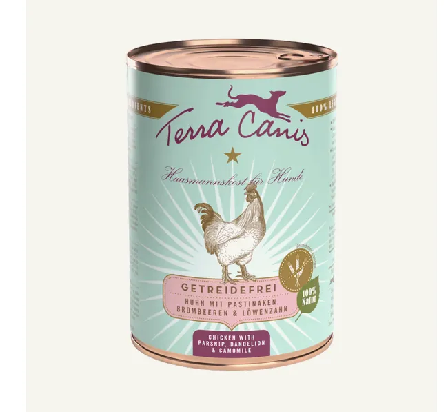 Menú pollo con chirivía, zarzamora y diente de león 400g