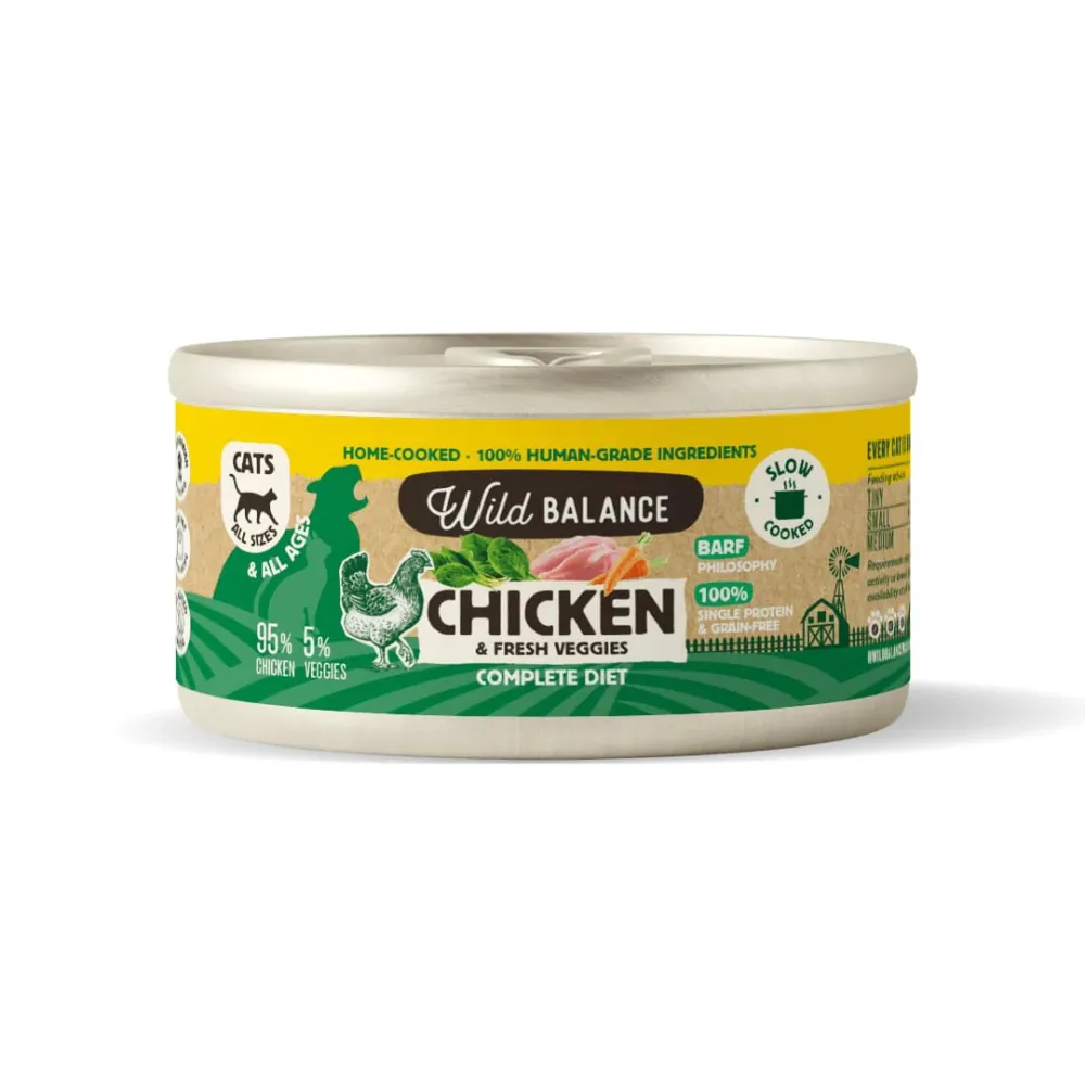 Menú gato pollo con verduras frescas cocinado al vapor 120g