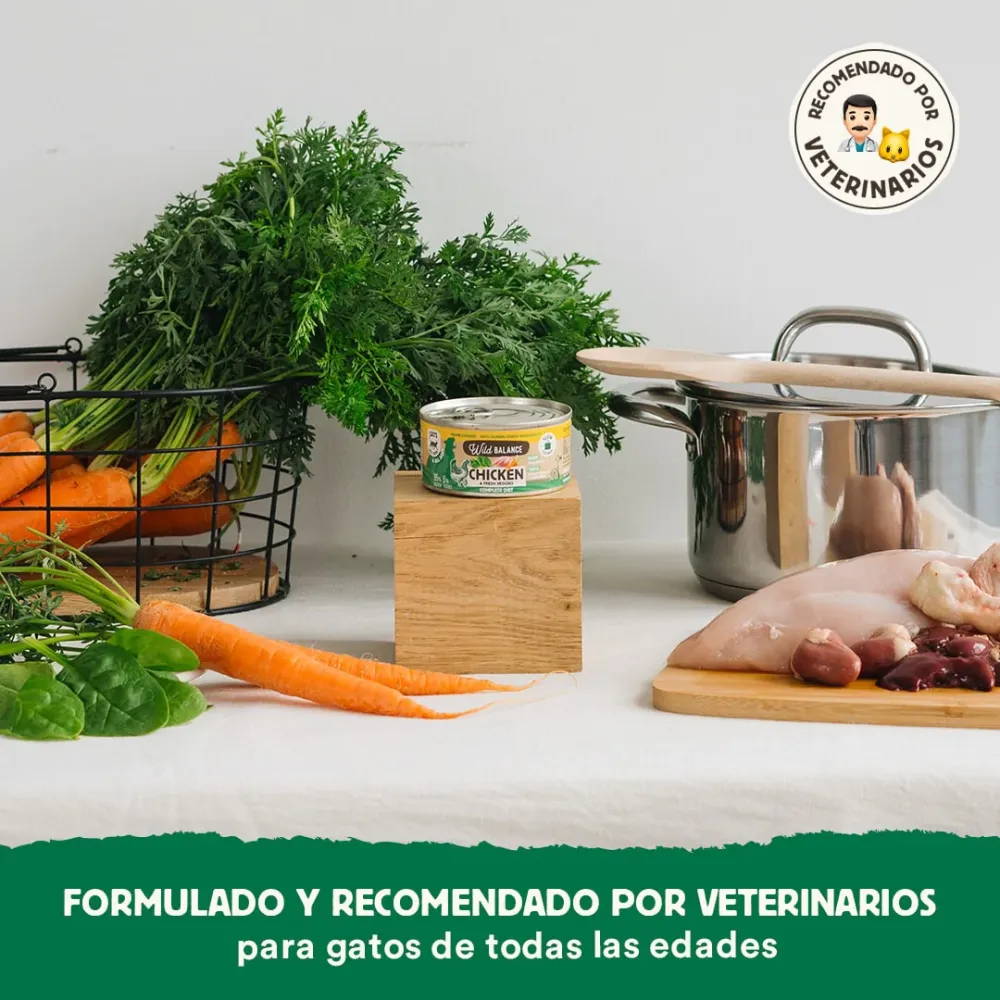 Menú gato pollo con verduras frescas cocinado al vapor 120g