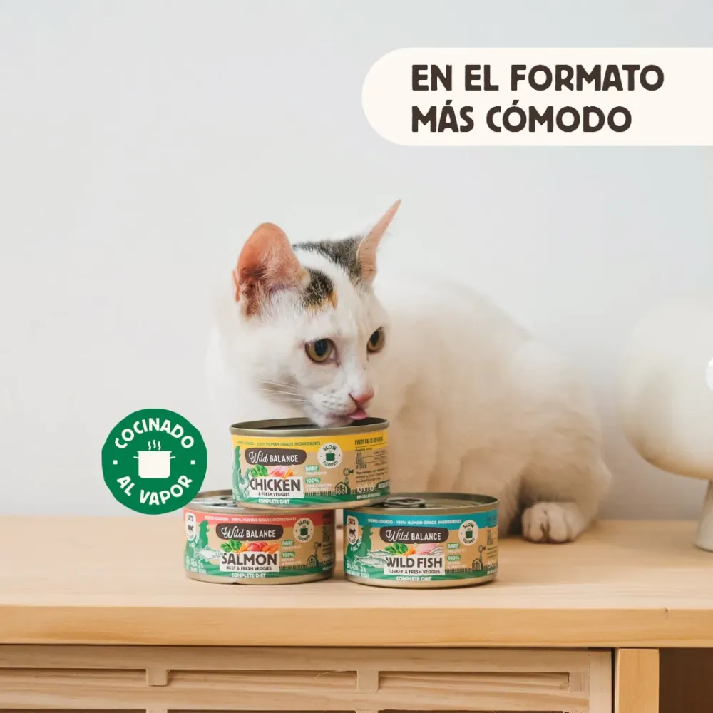 Menú gato pollo con verduras frescas cocinado al vapor 120g
