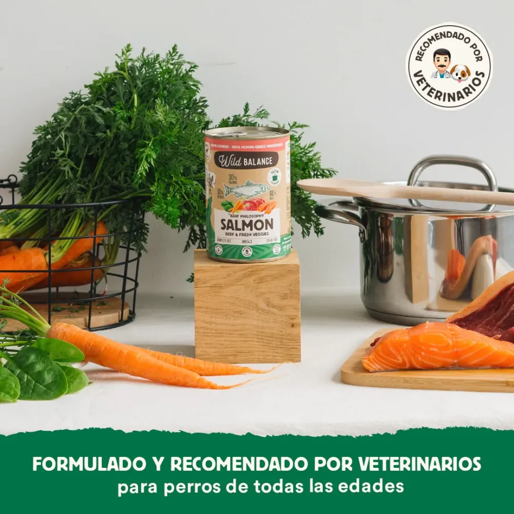 Menú salmón y ternera con verduras frescas cocinado al vapor 400g