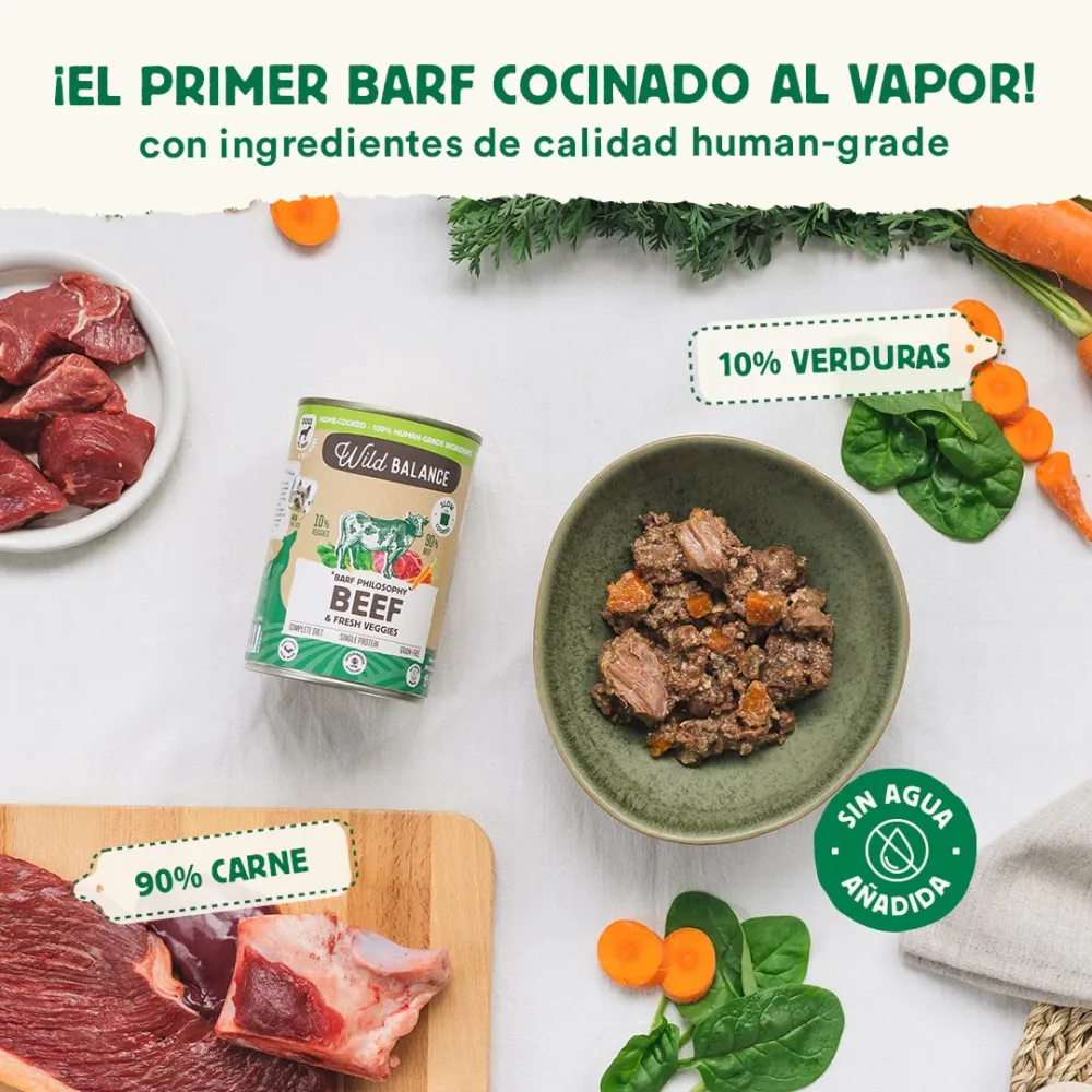 Menú de ternera con verduras frescas cocinado al vapor 400g