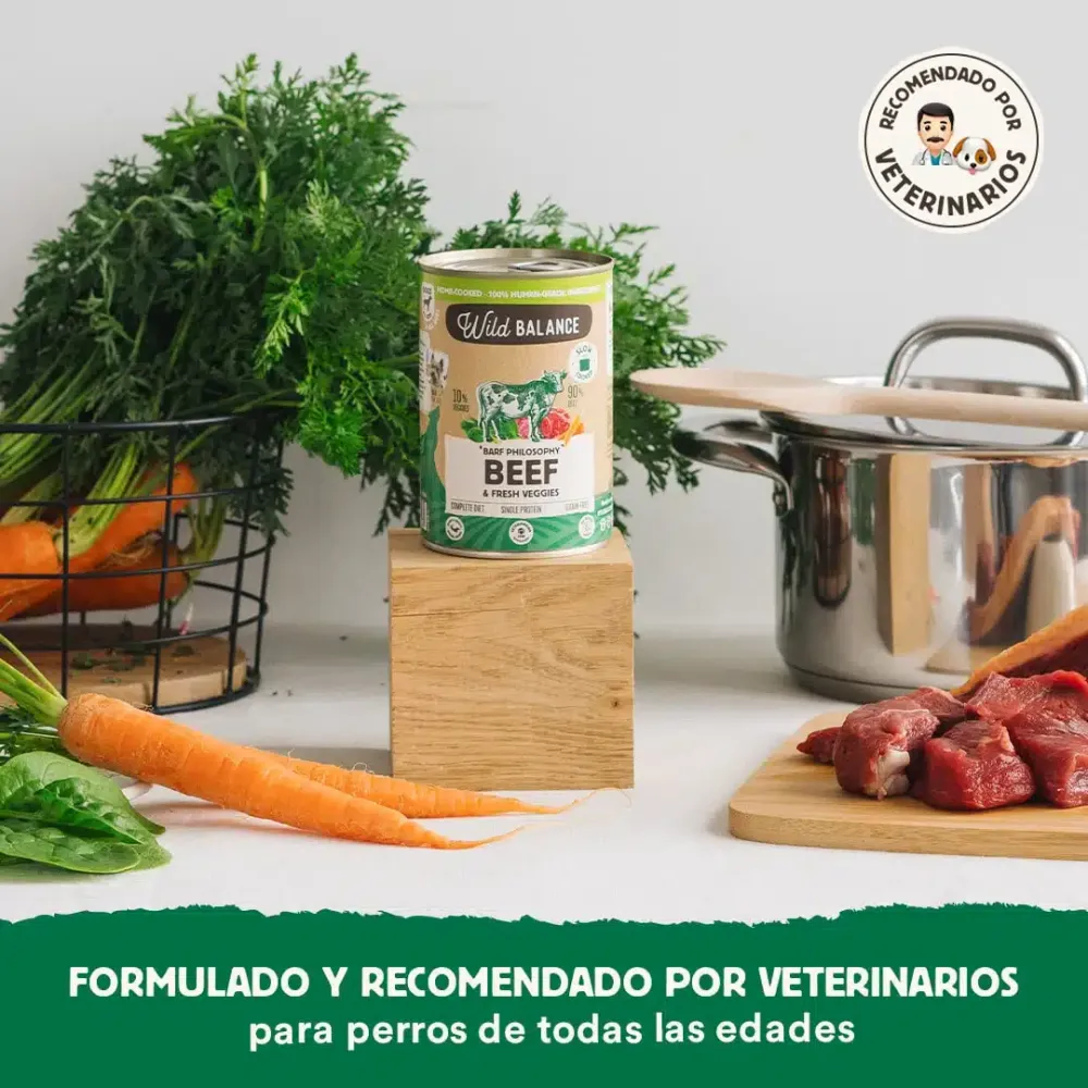 Menú de ternera con verduras frescas cocinado al vapor 400g