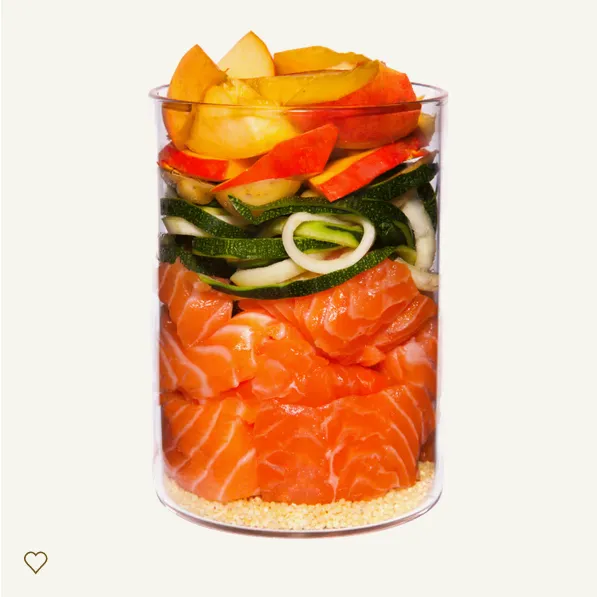 Salmón con mijo, melocotón y hierbas 400g