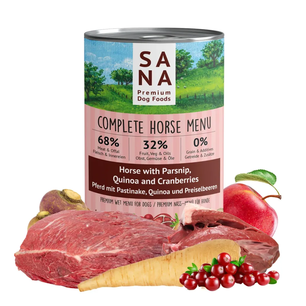 Menú caballo con chirivía, quinoa y arándanos 400g