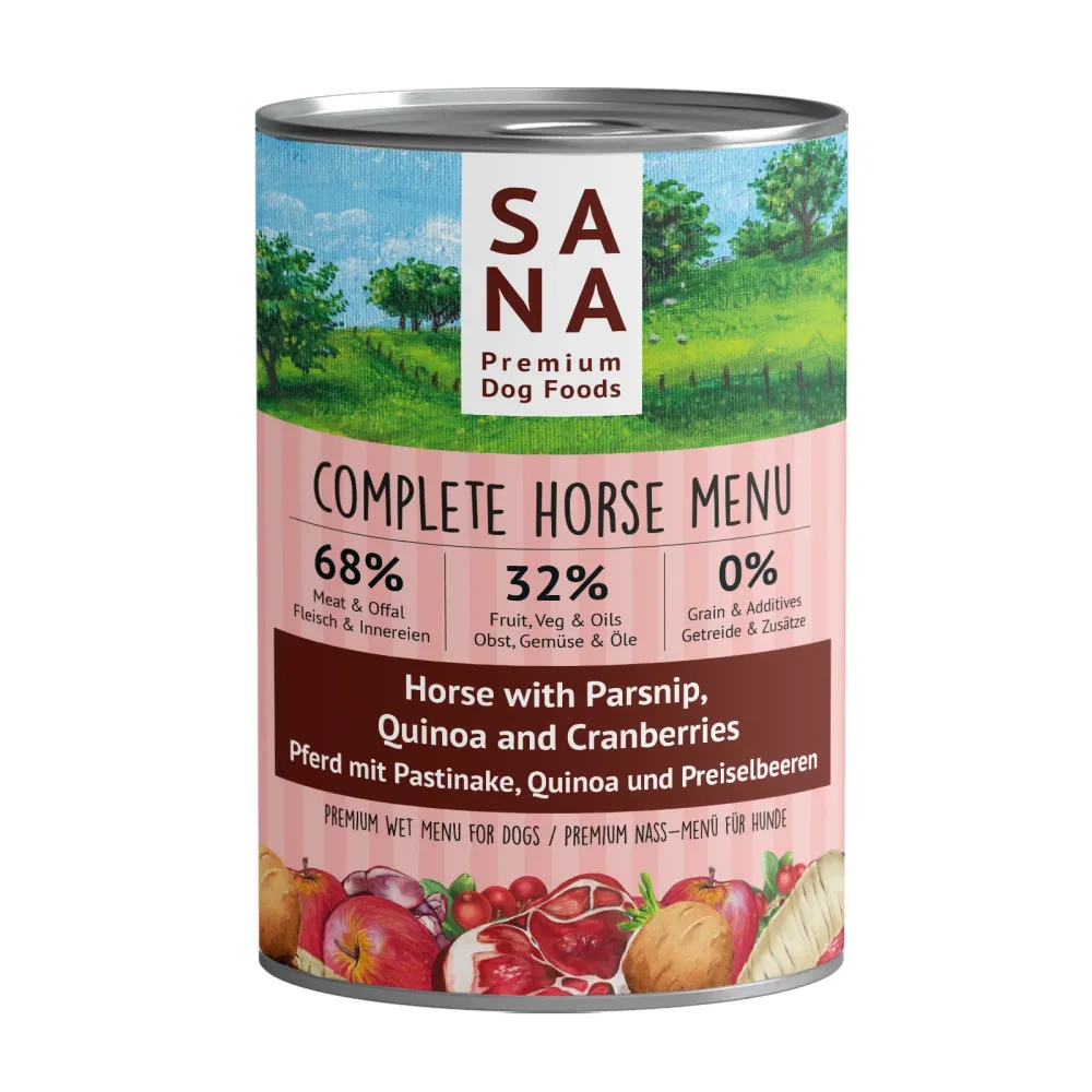 Menú caballo con chirivía, quinoa y arándanos 400g