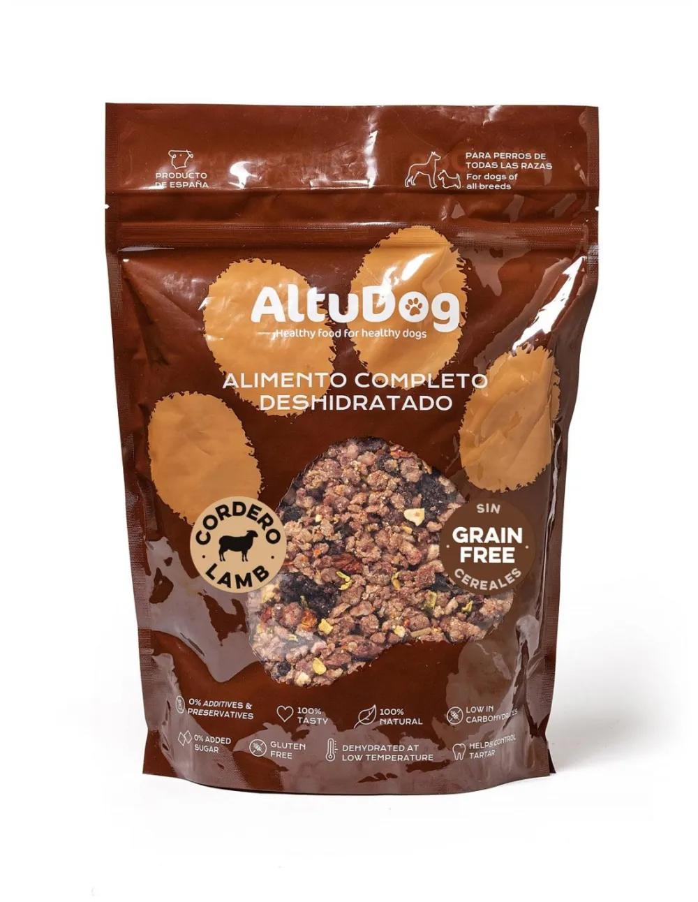 Menú natural deshidratado CORDERO SIN CEREALES adulto 1kg