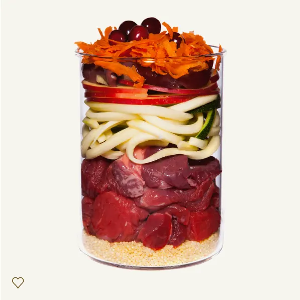 Menú PUPPY buey con manzana, zanahoria y escaramujo 400g